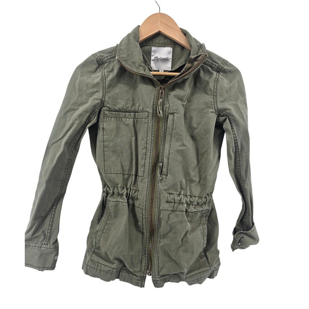 Madewell Jacket‎ Womens XS C3394 Fleet Field Olive Green Cotton Utility EUC